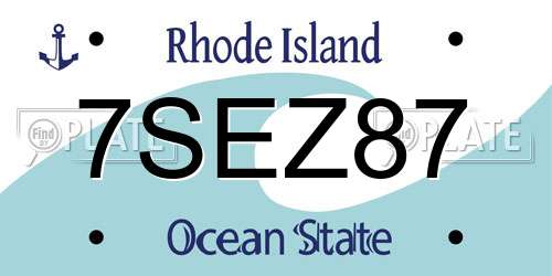 7SEZ87 Rhode Island License Plate