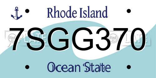 7SGG370 Rhode Island License Plate