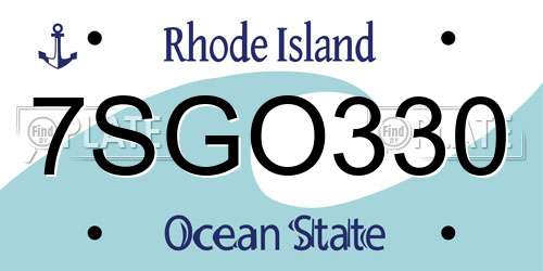 7SGO330 Rhode Island License Plate