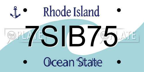 7SIB75 Rhode Island License Plate