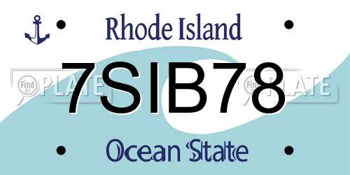 7SIB78 Rhode Island License Plate