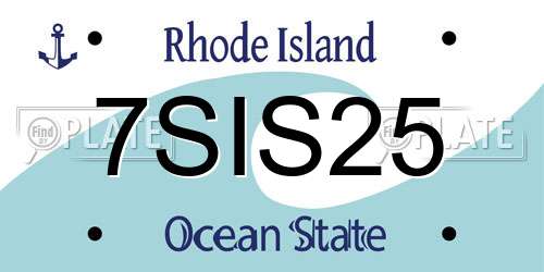 7SIS25 Rhode Island License Plate
