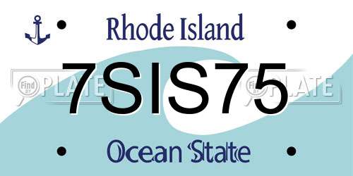7SIS75 Rhode Island License Plate