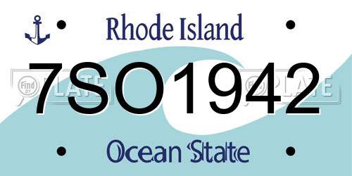 7SO1942 Rhode Island License Plate