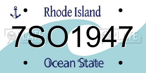 7SO1947 Rhode Island License Plate
