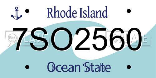 7SO2560 Rhode Island License Plate