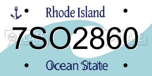 7SO2860 Rhode Island License Plate