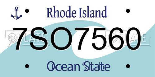 7SO7560 Rhode Island License Plate