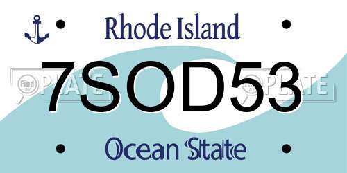 7SOD53 Rhode Island License Plate