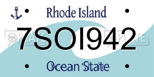 7SOI942 Rhode Island License Plate