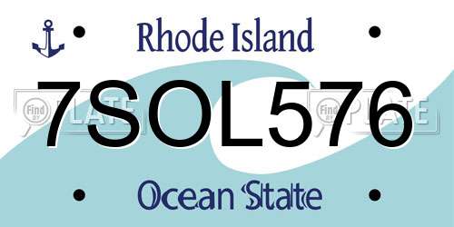 7SOL576 Rhode Island License Plate