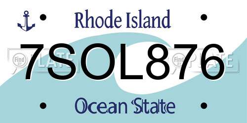 7SOL876 Rhode Island License Plate