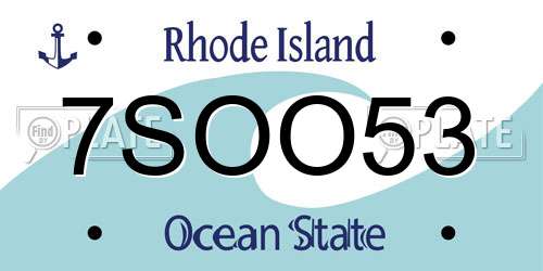 7SOO53 Rhode Island License Plate