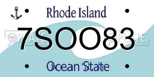 7SOO83 Rhode Island License Plate