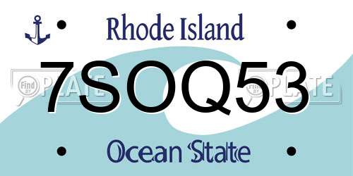 7SOQ53 Rhode Island License Plate