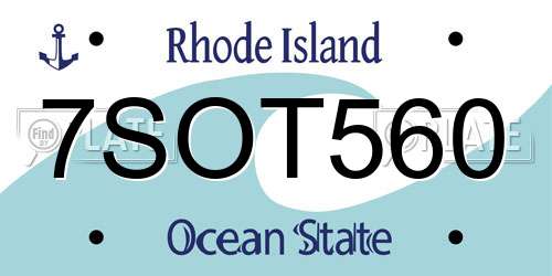 7SOT560 Rhode Island License Plate
