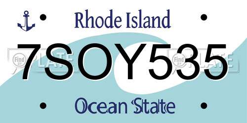 7SOY535 Rhode Island License Plate