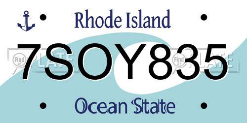 7SOY835 Rhode Island License Plate