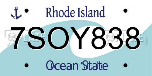 7SOY838 Rhode Island License Plate