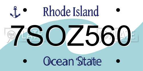 7SOZ560 Rhode Island License Plate