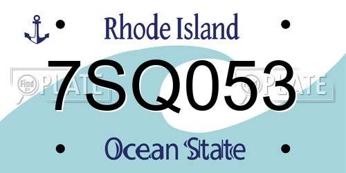7SQ053 Rhode Island License Plate