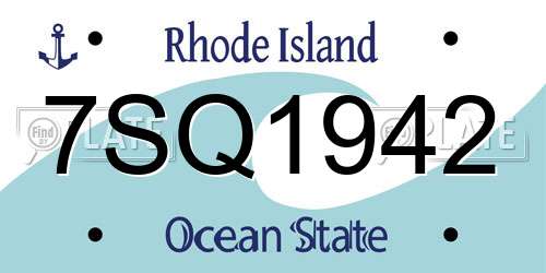 7SQ1942 Rhode Island License Plate