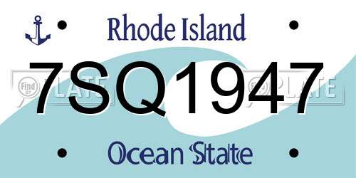 7SQ1947 Rhode Island License Plate