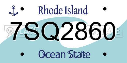 7SQ2860 Rhode Island License Plate