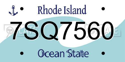 7SQ7560 Rhode Island License Plate