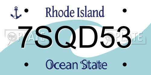 7SQD53 Rhode Island License Plate