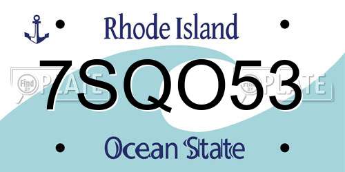 7SQO53 Rhode Island License Plate