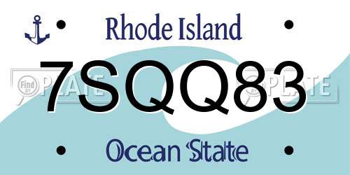 7SQQ83 Rhode Island License Plate