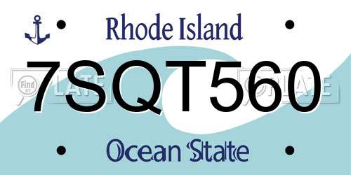 7SQT560 Rhode Island License Plate