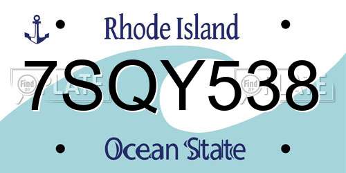 7SQY538 Rhode Island License Plate