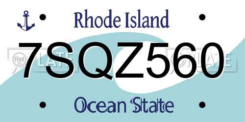 7SQZ560 Rhode Island License Plate