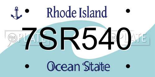 7SR540 Rhode Island License Plate