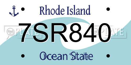 7SR840 Rhode Island License Plate