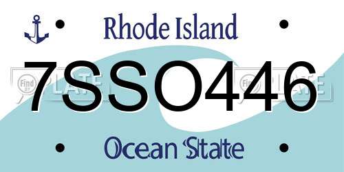 7SSO446 Rhode Island License Plate