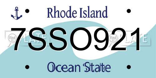 7SSO921 Rhode Island License Plate