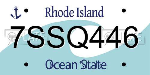 7SSQ446 Rhode Island License Plate