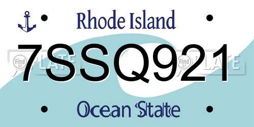 7SSQ921 Rhode Island License Plate
