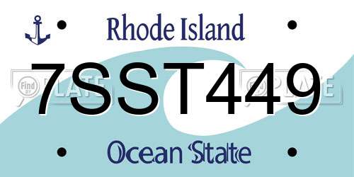 7SST449 Rhode Island License Plate