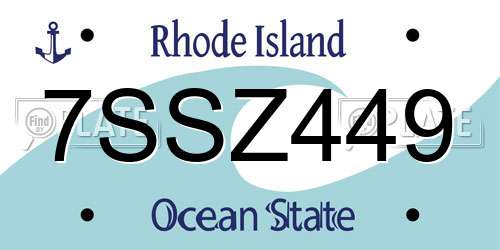 7SSZ449 Rhode Island License Plate