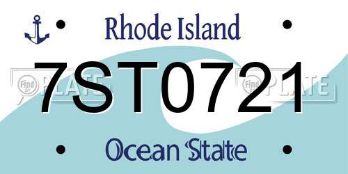 7ST0721 Rhode Island License Plate