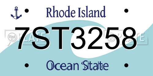 7ST3258 Rhode Island License Plate