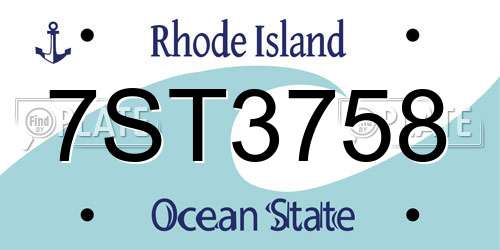 7ST3758 Rhode Island License Plate