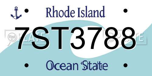7ST3788 Rhode Island License Plate