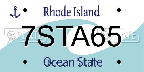 7STA65 Rhode Island License Plate