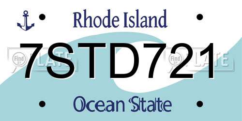 7STD721 Rhode Island License Plate