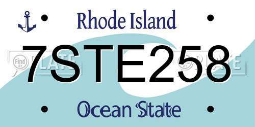 7STE258 Rhode Island License Plate